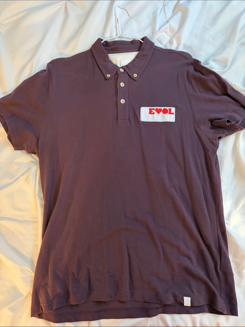 Pretty Green Men's Deep Plum Polo with 'EVOL' Patch